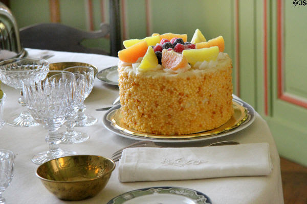 Replica of cake in family dining room at Cheverny Chateau. Cheverny, France.