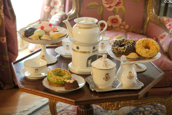 Coffee service in Petit Salon at Cheverny Chateau. Cheverny, France.