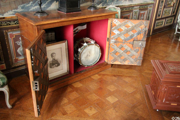 Cabinet reinforced & locked like a safe in arms room at Cheverny Chateau. Cheverny, France.