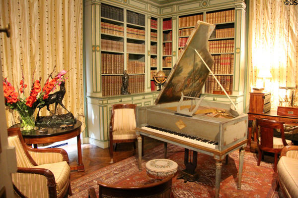 Library with First Empire furniture at Cheverny Chateau. Cheverny, France.