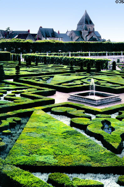 Formal gardens at Villandry Chateau. Villandry, France.