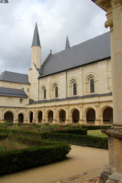 Cloister garden at Fontevraud Abbey. Fontevraud, France.