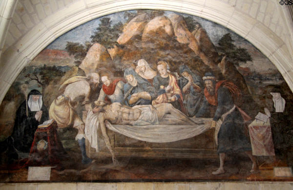 Christ prepared for the tomb mural in Chapterhouse at Fontevraud Abbey. Fontevraud, France.