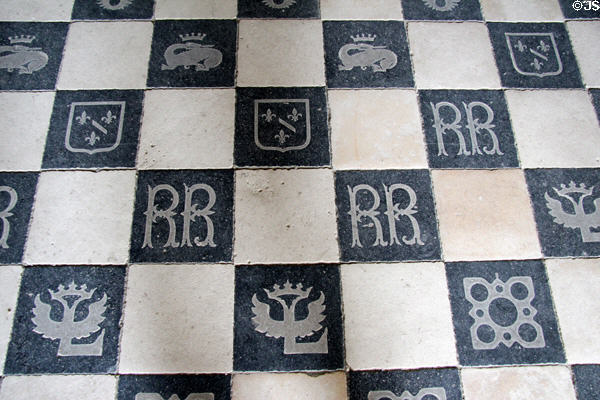 Floor tiles in Chapterhouse at Fontevraud Abbey. Fontevraud, France.