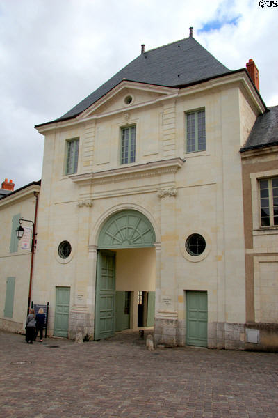 Abbey entrance from village of Fontevraud. Fontevraud, France.