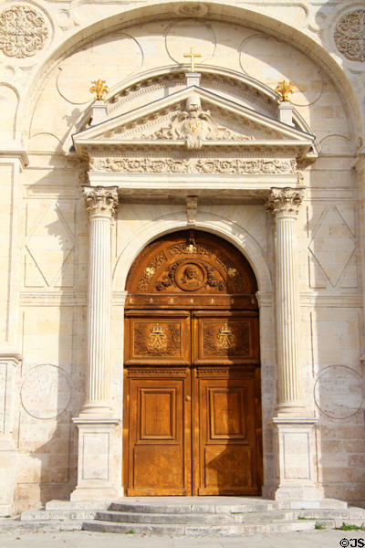South facade entrance door at Orleans Cathedral. France.