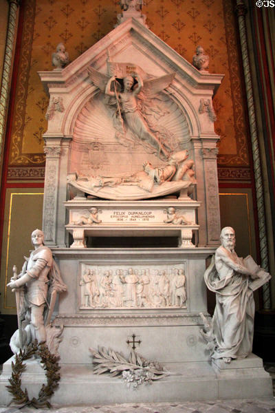 Tombstone of Bishop Félix Dupanloup 1888 by architect Douillard & sculptor Henri Chapu at Orleans Cathedral. France.