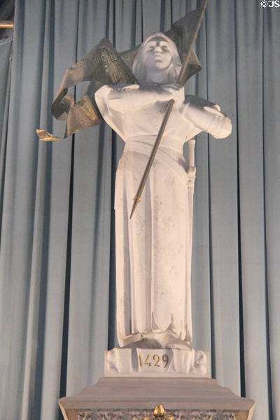 Detail of sainte Joan of Arc statue (1912) by André Vermare from Lyon at Orleans Cathedral. France.