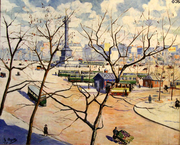 Place de la Bastille seen from window on Blvd. Bourdon painting (early 1900s) by Georgette Agutte at Orleans Beaux Arts Museum. Orleans, France.