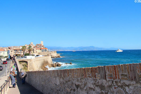 Sea front promenade along ramparts (17thC). Antibes, France.