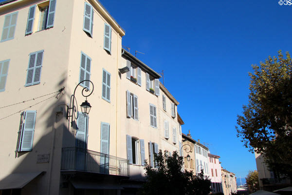 Typical residences along street in Old Antibes. Antibes, France.