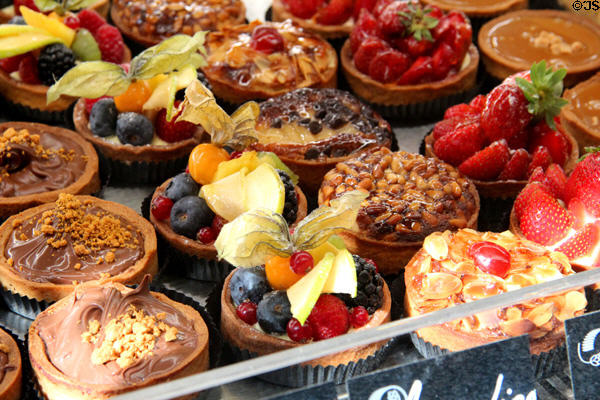 Specialty dessert display at Market Hall. Antibes, France.
