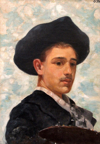 Young Gustav-Adolf Mossa's Portrait with Hat by his father Alexis Mossa at Nice Fine Arts Museum. Nice, France.