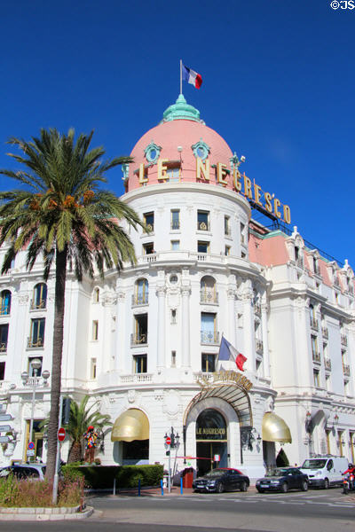 Belle-Époque style Hotel Le Negresco on Promenade des Anglais. Nice, France.