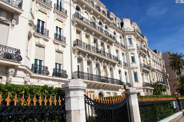 Ornate buildings lining Promenade des Anglais. Nice, France.