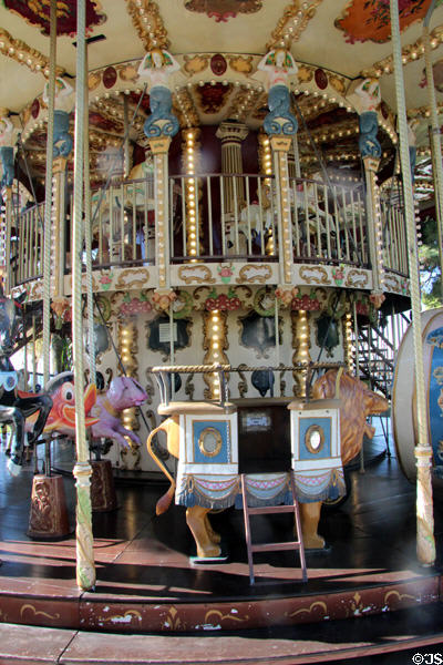 Animal figures on carousel in Jardin Albert 1er, Promenade du Paillon. Nice, France.