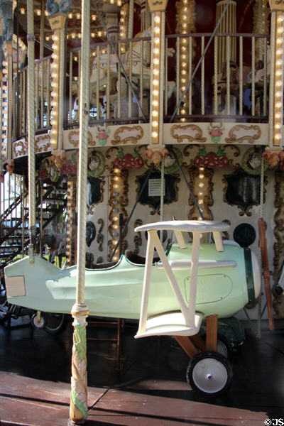 Figure of bi-plane on carousel in Jardin Albert 1er, Promenade du Paillon. Nice, France.