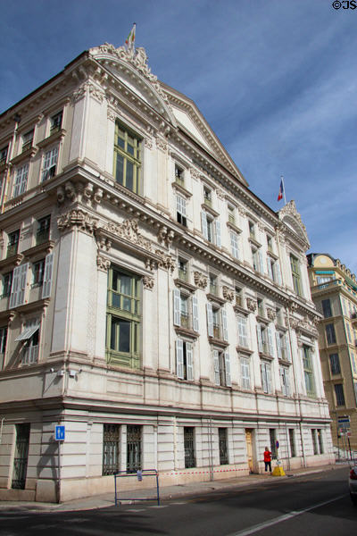Facade of Opera House (1885) facing the sea in Old Nice. Nice, France. Architect: François Aune.