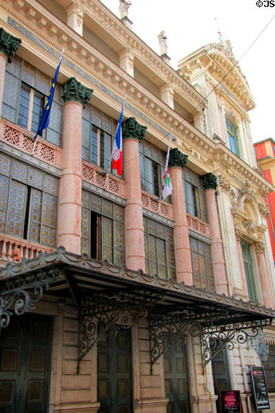 Iron awning over entrance to Opera House in Old Nice. Nice, France.