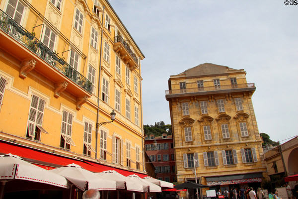 Building on Cours Saleya where artist Henri Matisse lived 17 years in Old Nice. Nice, France.