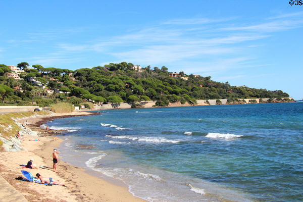 Bathers on sunny beach. Sainte-Maxime, France.