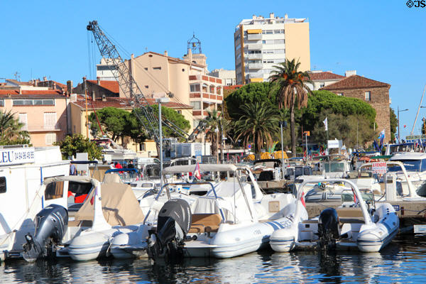 Pleasure craft moored in harbor. Sainte-Maxime, France.
