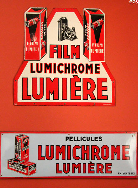 Lumichrome film advertising plaques at Lumière Museum. Lyon, France.