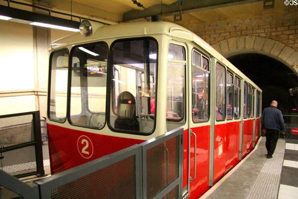 Funicular car on Fourvière Hill. Lyon, France.