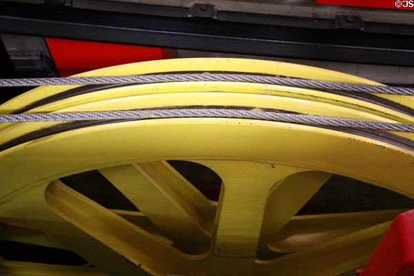 Wheels driving cables for funicular on Fourvière Hill. Lyon, France.