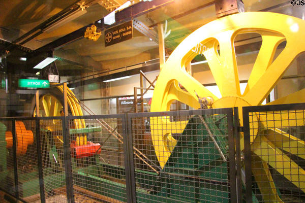 Wheels driving cables for funicular on Fourvière Hill. Lyon, France.