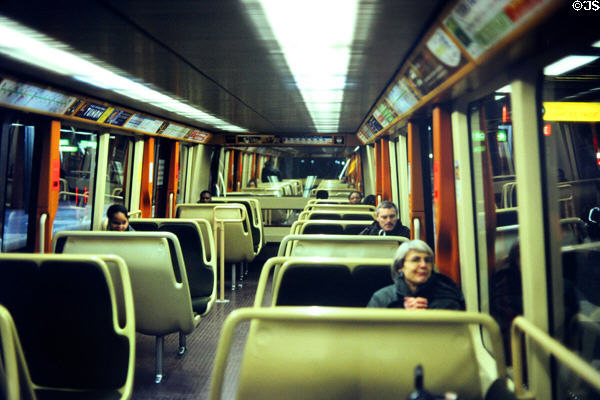 Lyon metro car interior. Lyon, France.