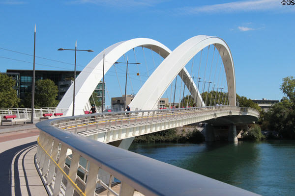 Bridge over Rhône River at Musée des Confluences. Lyon, France.