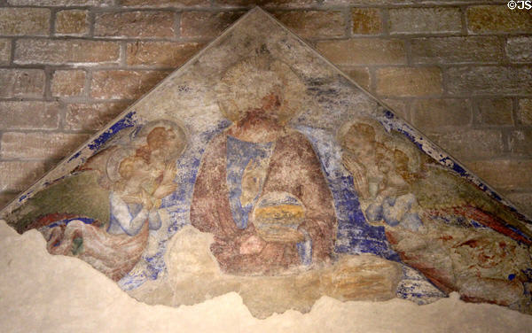 Fresco of Christ with angels (1340) by Simone Martini at Papal Palace. Avignon, France.
