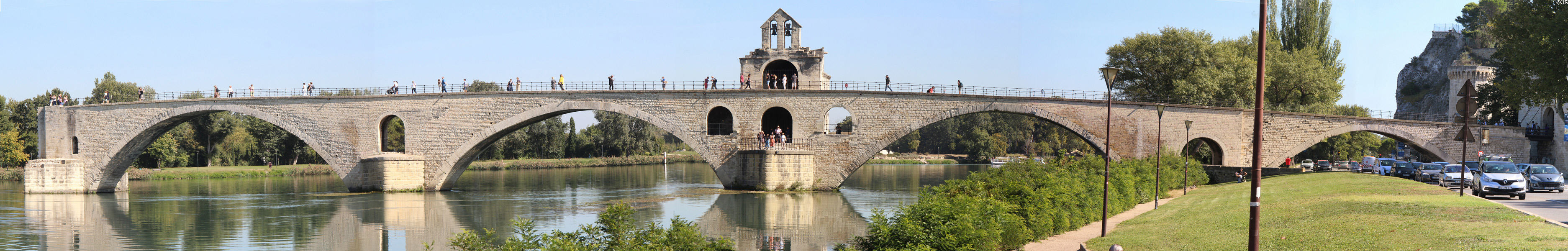 Panoramic view of St Bénezet bridge (12thC). Avignon, France.