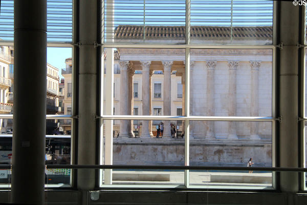 Maison Carrée seen from Carrée d'Art. Nimes, France.