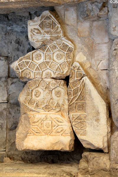 Geometric stone carving at Temple of Diana. Nimes, France.