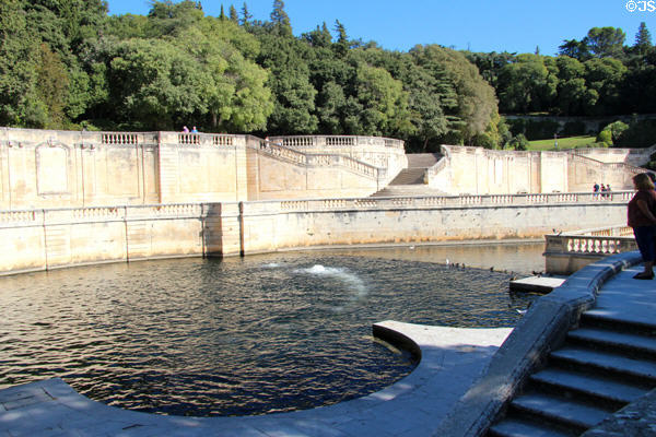 Fountain pool at Jardin de la Fontaine. Nimes, France.