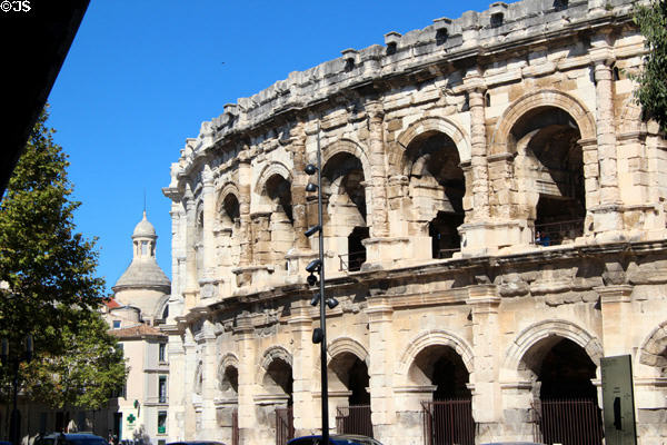 High school building & Arena of Nîmes. Nimes, France.