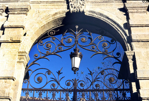 Gate of former Episcopal Palace now local town museum. Uzès, France.