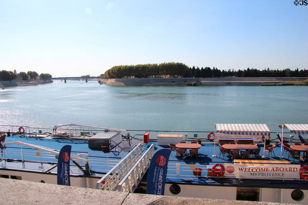 Rhone quay from which van Gogh painted Starry Night. Arles, France.