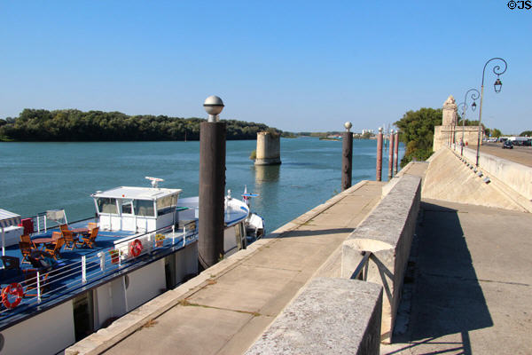 Quai on Rhone at Arles. Arles, France.