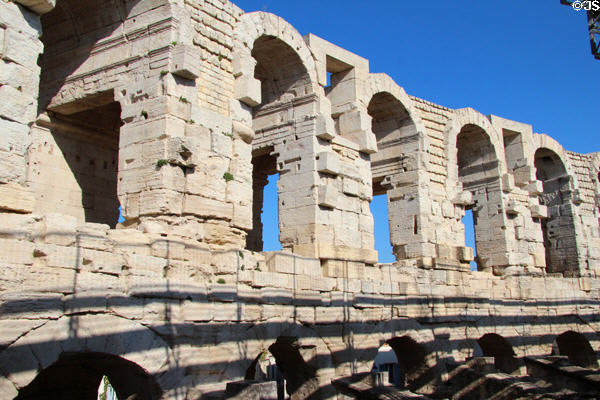 Interior walls of Arles Amphitheatre. Arles, France.