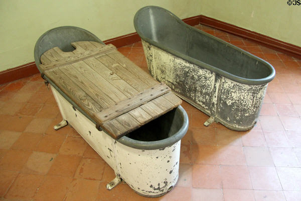 Antique soaking tubs at Saint-Paul Asylum. Saint-Rémy-de-Provence, France.