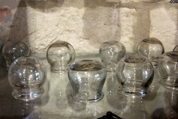 Glass vacuum suction cups for medical treatments at Saint-Paul Asylum. Saint-Rémy-de-Provence, France.