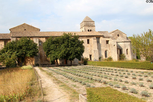 Former monastery building over garden at Saint-Paul Asylum. Saint-Rémy-de-Provence, France.