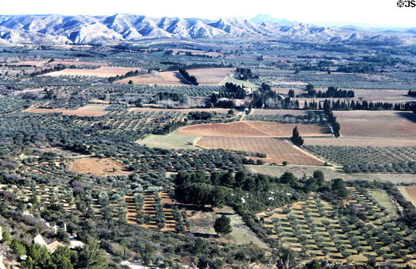 Les Baux countryside from top of Chateau. Les Baux, France.