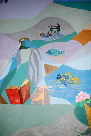 St François church murals showing fishermen. St François, Guadeloupe.