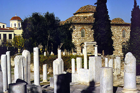 Roman Agora and Church in Plaka, Athens. Greece.
