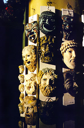 Detailed masks from shop in Plaka, Athens. Greece.