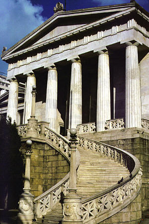 Curved staircase of National Library in Athens. Greece.